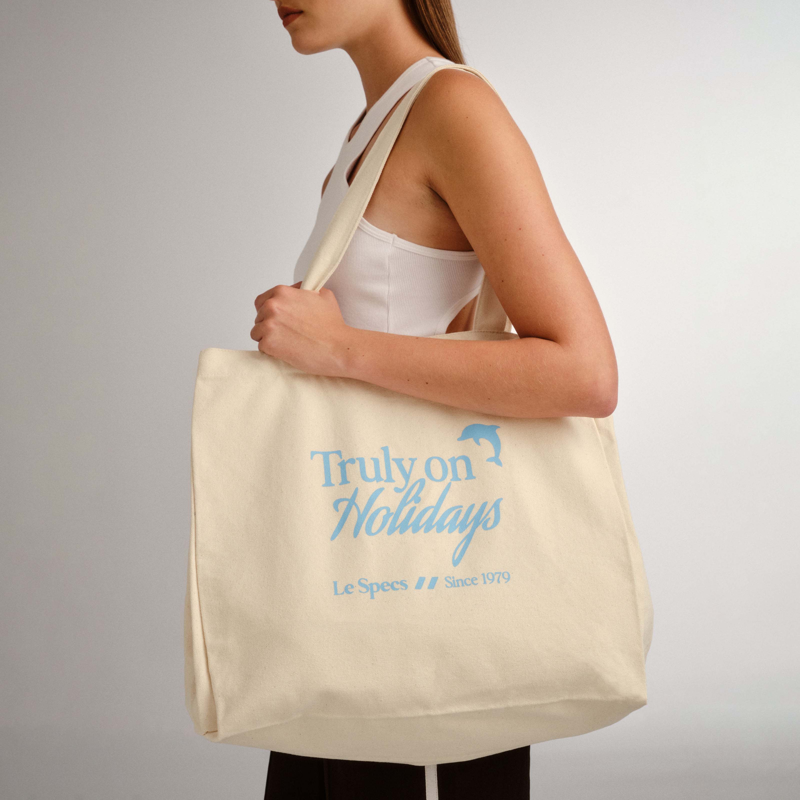 LE SPECS CANVAS TOTE BAG | CREAM SEAFOAM BLUE - Image 2
